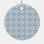 Kerst Portugees Haan en blauw tegels lijst Keramisch Ornament (Achterkant)