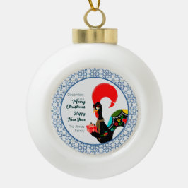 Kerst Portugees Haan en blauw tegels lijst Keramische Bal Ornament