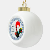 Kerst Portugees Haan en blauw tegels lijst Keramische Bal Ornament (Rechts)