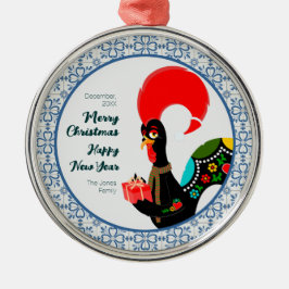 Kerst Portugees Haan en blauw tegels lijst Metalen Ornament