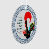 Kerst Portugees Haan en blauw tegels lijst Ornament (voorkant)