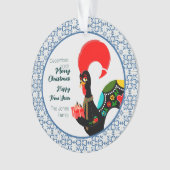 Kerst Portugees Haan en blauw tegels lijst Ornament (voorkant)