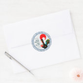 Kerst Portugees Haan en blauw tegels lijst Ronde Sticker (Envelop)