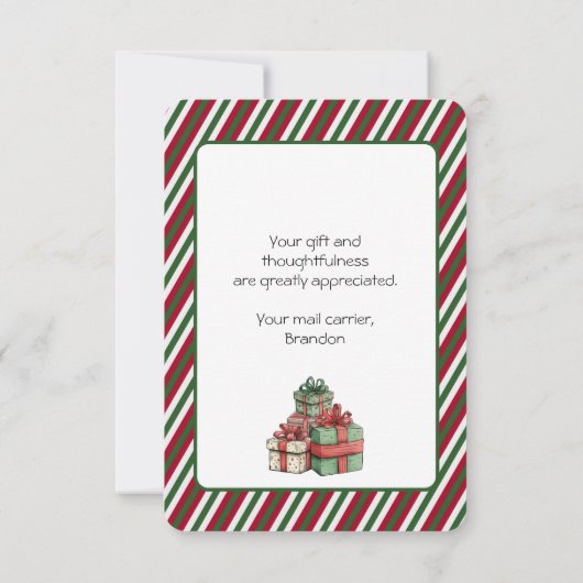 Kerst Postbus Postbode Carrier Dank u Kaart (Achterkant)