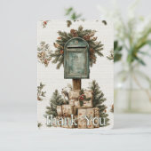 Kerst Postbus Postbode Carrier Dank u Kaart (Staand voorkant)