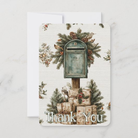 Kerst Postbus Postbode Carrier Dank u Kaart (Voorkant)
