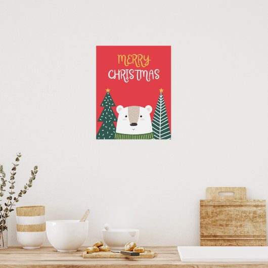 Kerst Poster, Schattigee Xmas Wall Art, Polar Beer Poster (Keuken)