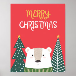 Kerst Poster, Schattigee Xmas Wall Art, Polar Beer Poster
