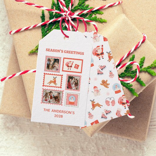 Kerst Postzegel 3 Foto Collage Kerstmis Cadeaulabel