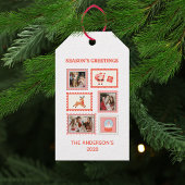 Kerst Postzegel 3 Foto Collage Kerstmis Cadeaulabel