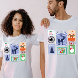 Kerst Postzegel Collage uit het Verleden  T-shirt