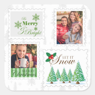 Kerst Postzegels 2 Foto Vierkante Sticker