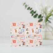 Kerst postzegels Kerstman rendier snoepgoed Briefkaart (Staand voorkant)