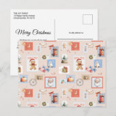 Kerst postzegels Kerstman rendier snoepgoed Briefkaart (Voorkant / Achterkant)