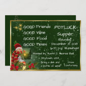 Kerst Pot Luck Avondmaal Feest Kaart (Voorkant / Achterkant)