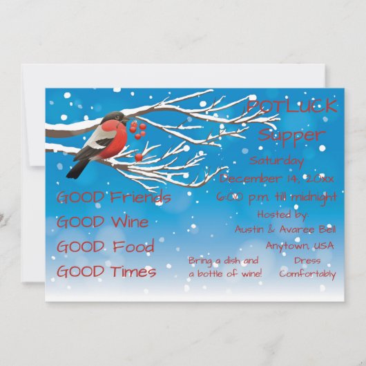 Kerst Pot Luck Avondmaal Feest Kaart (Voorkant)