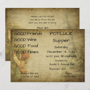Kerst Pot Luck Dinerfeest Kaart