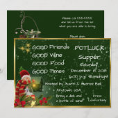 Kerst Pot Luck Dinerfeest Kaart (Voorkant / Achterkant)