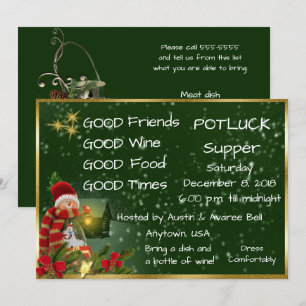 Kerst Pot Luck Dinerfeest Kaart