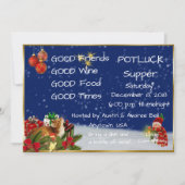 Kerst Pot Luck Dinerfeest Kaart (Voorkant)