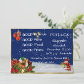 Kerst Pot Luck Dinerfeest Kaart (Staand voorkant)