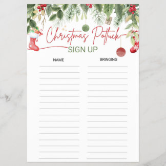 Kerst Potluck Aanmeldblad Xmas Dinner List Flyer