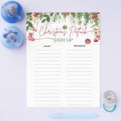 Kerst Potluck Aanmeldblad Xmas Dinner List Flyer (Enkel)