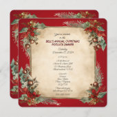 Kerst Potluck Diner Oude Wereld Scroll Uitnodiging (Voorkant / Achterkant)