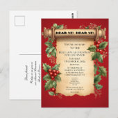 Kerst Potluck Diner Oude Wereld Scroll Uitnodiging (Voorkant / Achterkant)