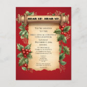Kerst Potluck Diner Oude Wereld Scroll Uitnodiging (Voorkant)