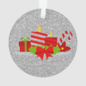 Kerst Potpourri Zilver Faux Glitter Ornament (achterkant)