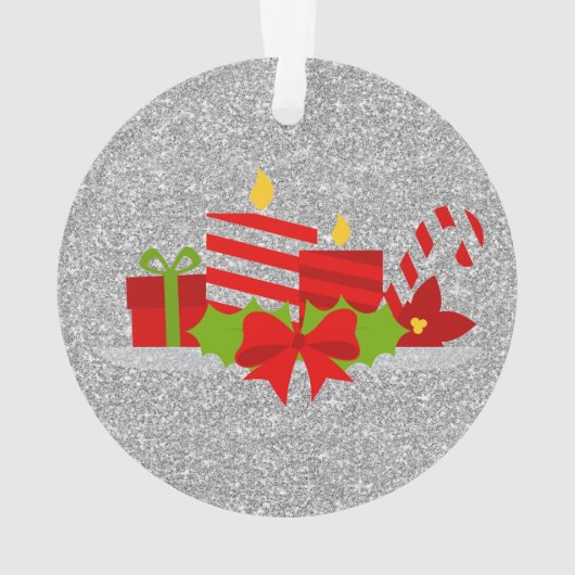 Kerst Potpourri Zilver Faux Glitter Ornament (achterkant)