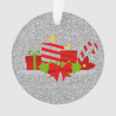 Kerst Potpourri Zilver Faux Glitter Ornament (voorkant)