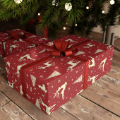 Kerst Prancing Gold Deer Holiday Cadeaupapier