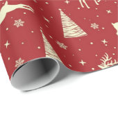 Kerst Prancing Gold Deer Holiday Cadeaupapier (Rol Hoek)