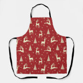 Kerst Prancing Gold Deer Holiday Schort (Voorkant)