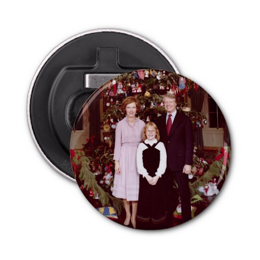 Kerst President James Jimmy Carter Witte Huis Button Flesopener (Voorkant)