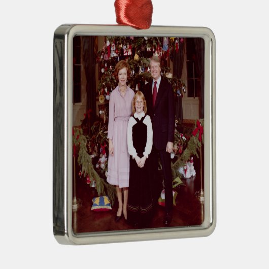 Kerst President James Jimmy Carter Witte Huis Metalen Ornament (Rechts)
