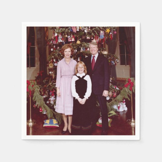 Kerst President James Jimmy Carter Witte Huis Servet (Voorkant)