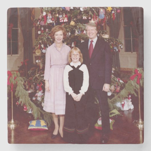 Kerst President James Jimmy Carter Witte Huis Stenen Onderzetter (Voorkant)