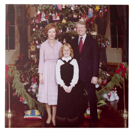 Kerst President James Jimmy Carter Witte Huis Tegeltje (Voorkant)