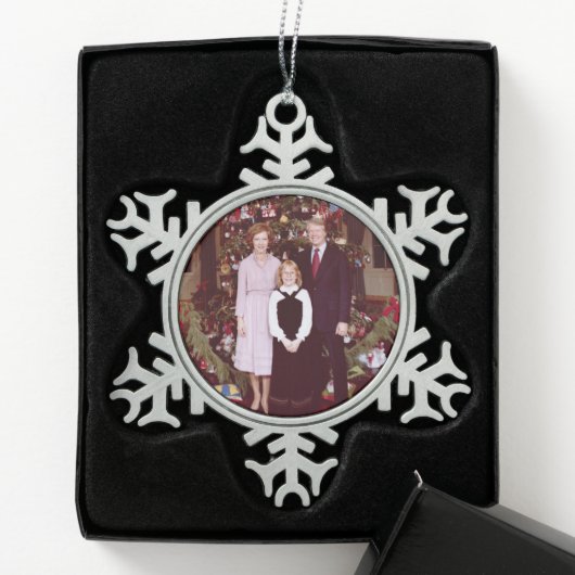 Kerst President James Jimmy Carter Witte Huis Tin Sneeuwvlok Ornament (Kistje)