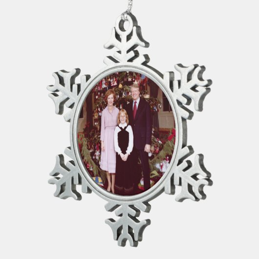 Kerst President James Jimmy Carter Witte Huis Tin Sneeuwvlok Ornament (Rechts)