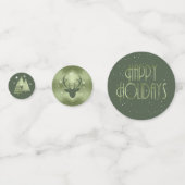 Kerst Prettige feestdagen Antlers Green ID864 Confetti (Achterkanten)