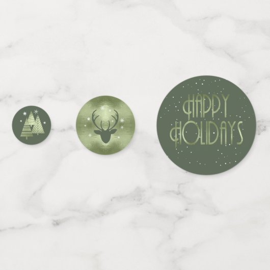 Kerst Prettige feestdagen Antlers Green ID864 Confetti (Achterkanten)