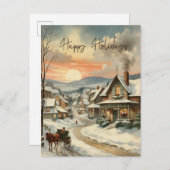 Kerst  Prettige feestdagen Briefkaart Village (Voorkant / Achterkant)