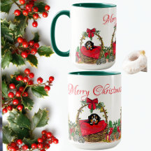 Kerst Prettige Feestdagen, Cute Puppy in een Mandj