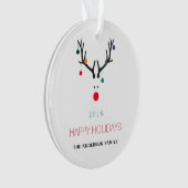 Kerst prettige feestdagen grappige rendierrood ornament (voorkant)