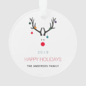 Kerst prettige feestdagen grappige rendierrood ornament (achterkant)