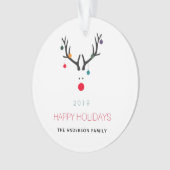 Kerst prettige feestdagen grappige rendierrood ornament (voorkant)